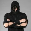 Black zipper hoodie/pullover made from 2 different cotton fabrics. It's half zipper hoodie, with 2 full arm zippers that you can open if you want more crazy look, designed with leather stripes