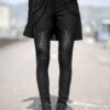 Black jeans designed with fake leather. Tight fit. Unique autumn/winter designer pants. Cyberpunk.