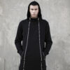 Man soft cotton long hoodie with functional zippers on the front side that you can open from both sides. A unique design for alternative style lovers.