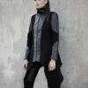 Asymmetric coat made of quality blend wool felt designed with faux leather, with lining and back side functional zipper.